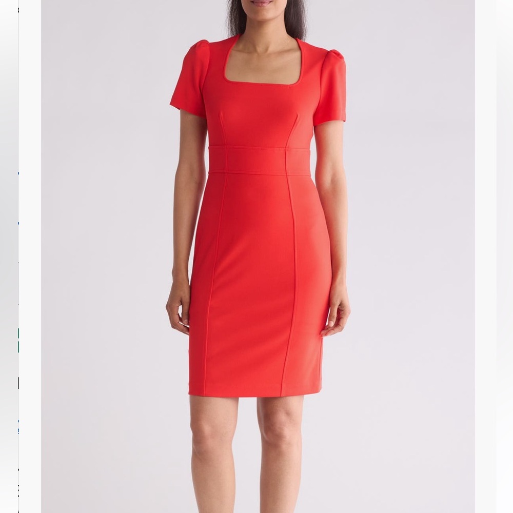 NWT Calvin Klein Elegant Red Square-Neck Dress size 6